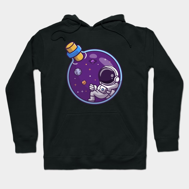 Cute Astronaut Lay In Bottle Space Cartoon Hoodie by Catalyst Labs